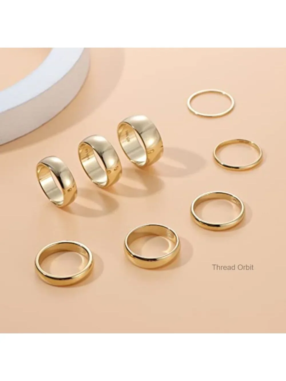 8Pcs Stainless Steel Stacking Rings Set Gold Plated Comfort Fit